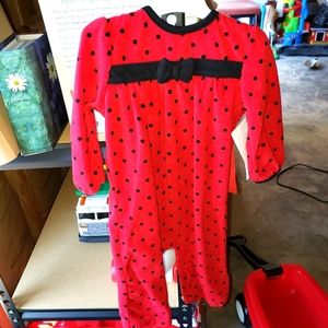 *nd Fleece red and black polka dot jumpsuit with bow